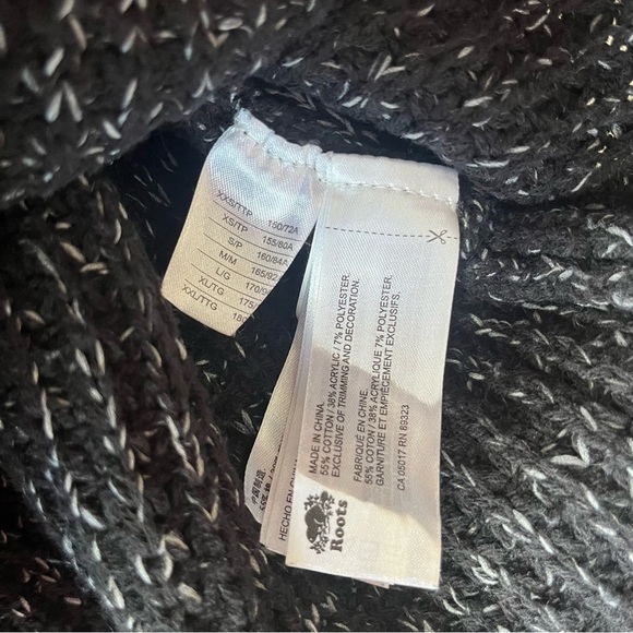 Roots Chunky Knit Mock Neck Sweater Marled Black Gray Cozy Pullover oversized XS - Picture 3 of 11